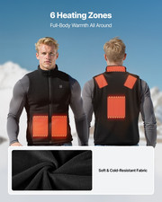 Men  s Heated Vest with 16000mAh Battery, 6 Zones, 3 Heat Levels, Lightweight M