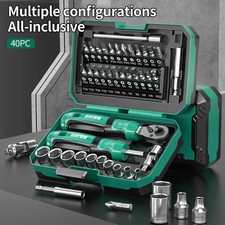 40PCS Small Drive Socket Ratchet Wrench Screwdriver Set, 1/4 Inch Metric Socket-