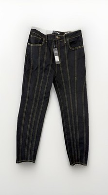 Fashion Nova Black Jeans Size 13 Yellow Stitches NWT Contour Seam