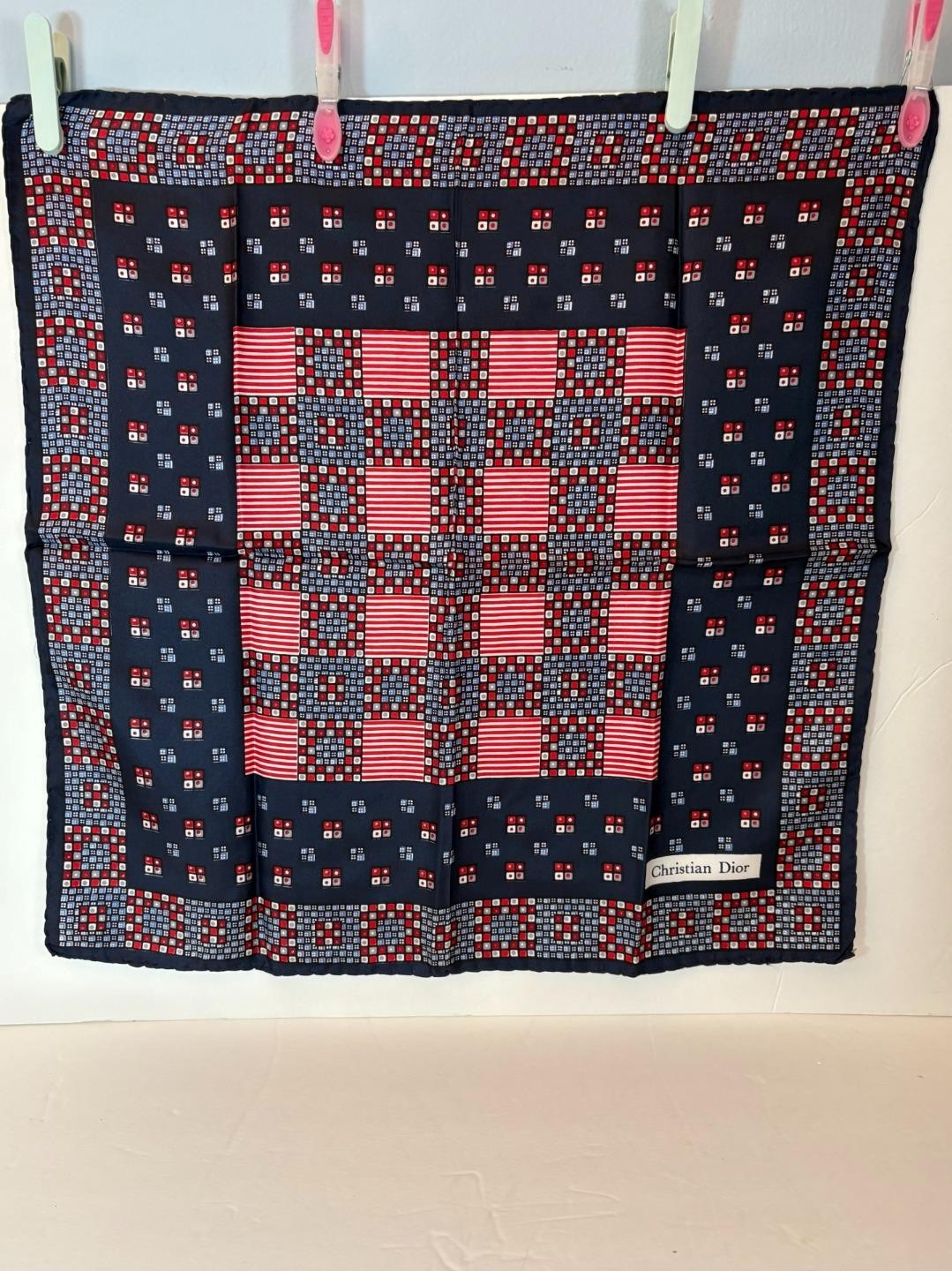 VTG Christian Dior 1976 Silk 18.5" Square Scarf Bicentennial Marc Bohan Mod