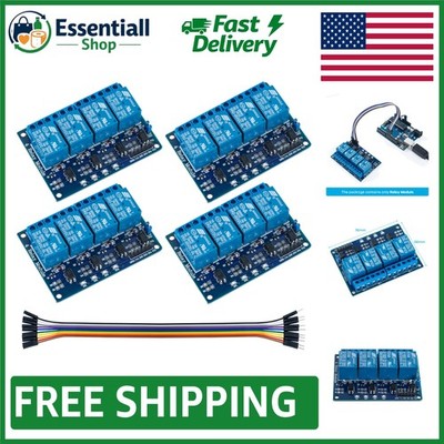 4-Pack 4 Channel DC 5V Relay Module with Optocoupler for Arduino & Raspberry Pi