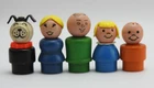 Vintage Fisher Price Little People Wooden Figures 5pc Family w Dog