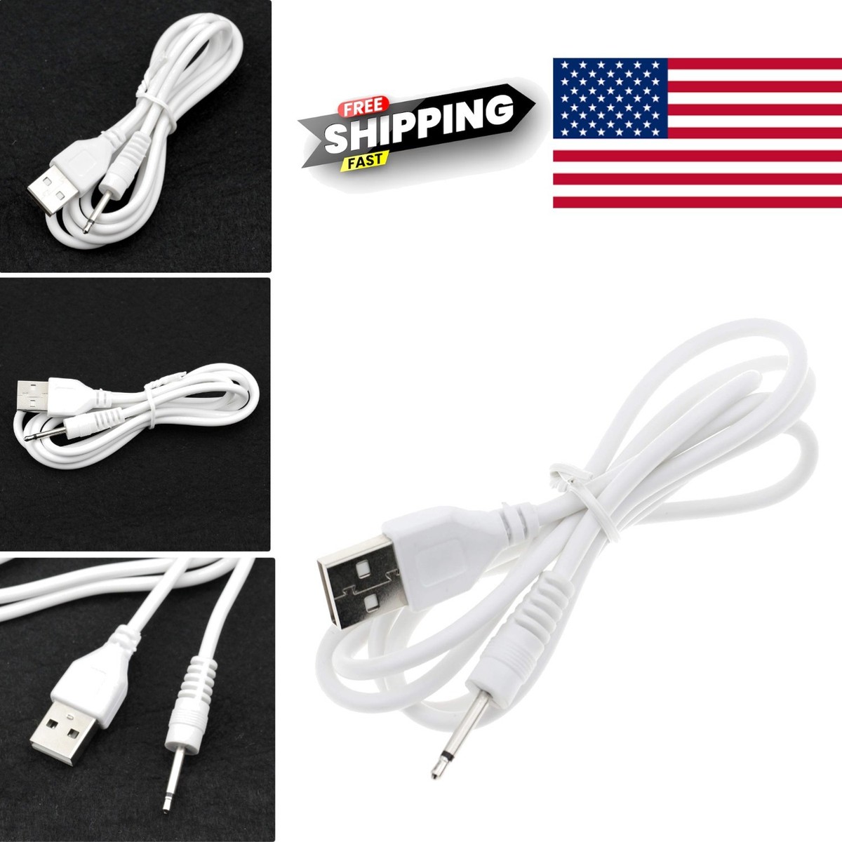 Replacement Charger Cord for Rabbit Vibrator USB 2.5mm Durable White Cable  | eBay
