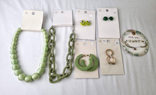 M&S Job Lot Costume Jewellery Rings Bracelets Earrings Necklaces Green No15