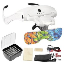 Magnifying Glasses with Light, 1.0X-3.5X 5 Replaceable Lenses Head Small
