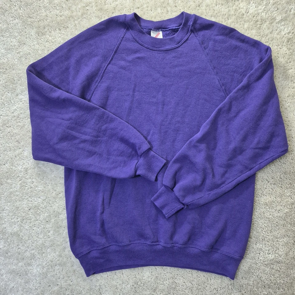 Винтажный JERZEES пустой Crewneck толстовка мужская XL тонкий фиолетовый США 90-х Y2K папа - Изображение 2 из 4