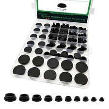 140PCS Black Rubber Plugs for Round Holes Assortment Kit, 10 Sizes of Snap Lo...