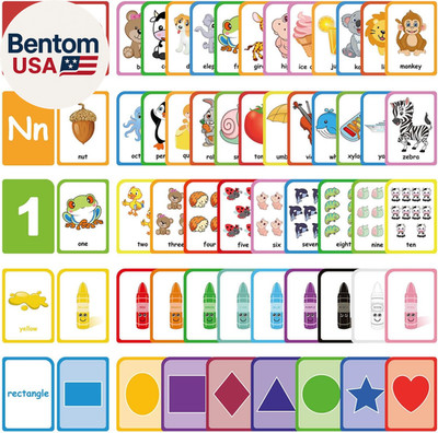Flash Cards for Toddlers Learning: 54 Double Sides Flashcards for Alphabets, Num