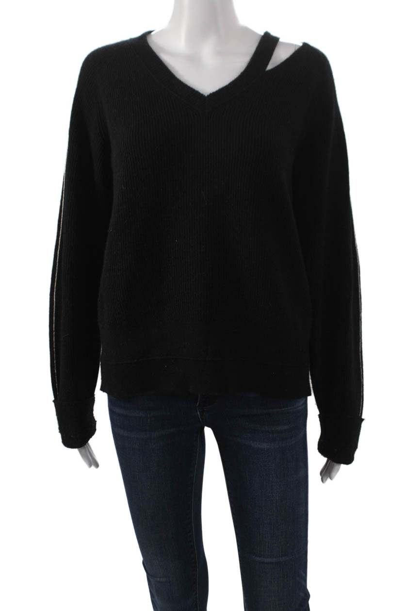 Helmut Lang Women Pullover V-Neck Black Cotton Long Sleeve Size XSFree Shipping in US $100+ Orders | $6.95 Orders Below