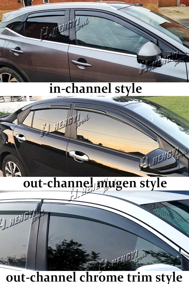 Protector de lluvia para visera de ventana estilo Mugen JDM fuera de canal 4 piezas para Honda Accord 13-17 Foto 2 de 4