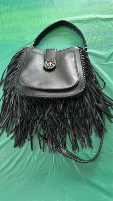 Michael Kors Lillie Medium Fringed Leather Shoulder Bag, Fransen