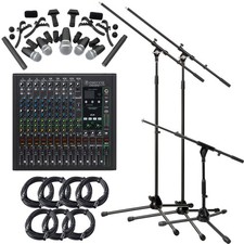 7-Teile Schlagzeug Mikrofon Aufnahme Set Mackie Mixer Mikrofonständer Kabel Set