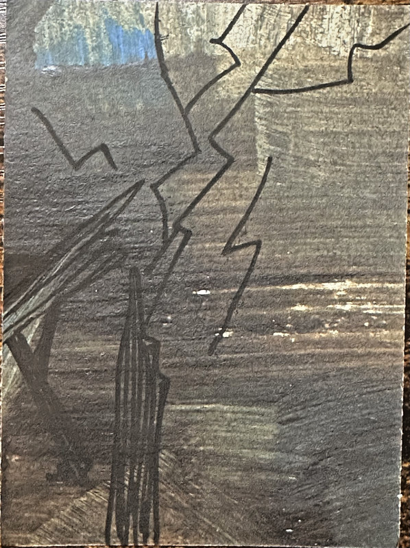 ACEO Original Painting (2.5 X 3.5 in.) Acrylic Paint, Telephone Pole