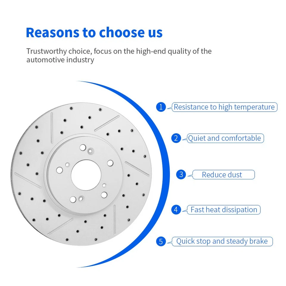 280mm Front Drilled Disc Rotors For Chevy Colorado GMC Canyon Isuzu i-290 i-370 - Image 3 of 4