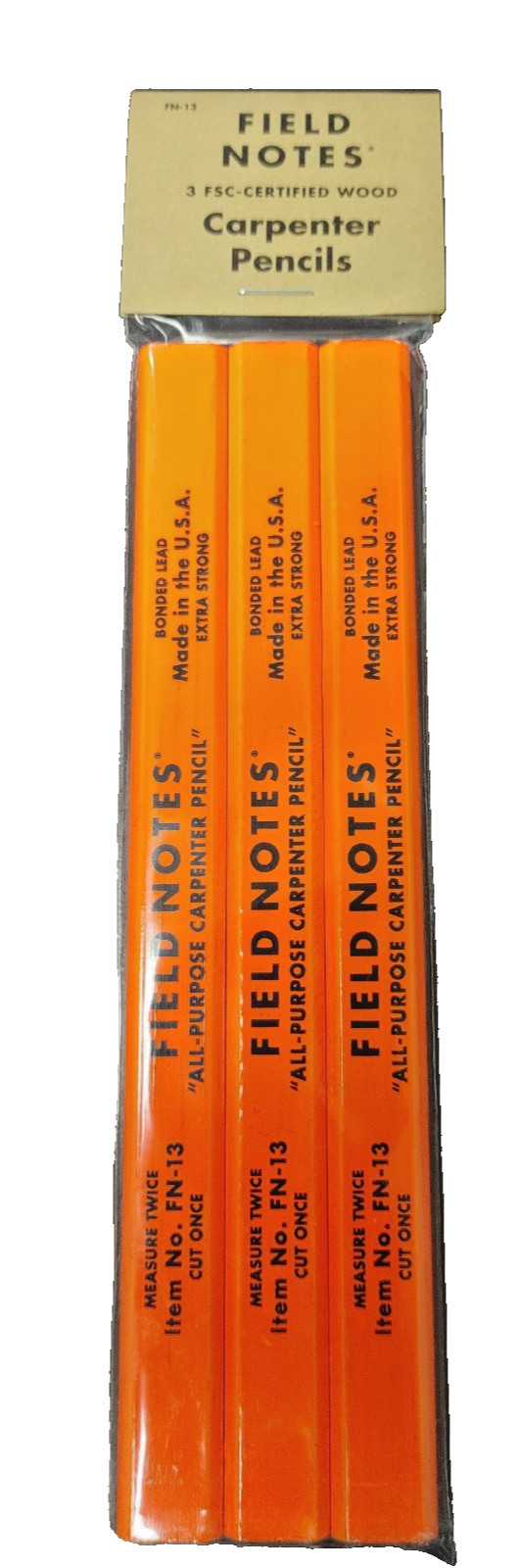 Field Notes Carpenter Pencils-3 Pak FSC Certified Wood-New Sealed-Free Shipping