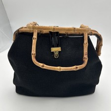 Vintage Black 2 Handled Bag Bamboo