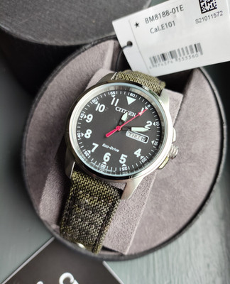 Citizen Eco-Drive Garrison Field Watch BM8188-01E Woven Green Strap New Boxed
