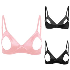 Sexy Women Open Breast Cup Exposed Nipple Split Bralette Non-padded Lingerie Bra