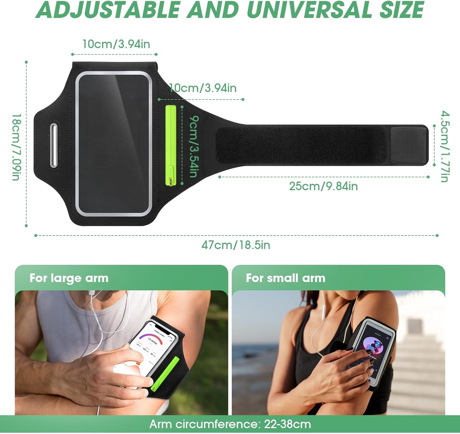 Fascia Sportiva Porta Telefono Corsa Braccio con Tasca Auricolari - 3