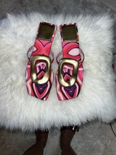 Jeffrey Campbell Super Fun Vibrant Pink & Gold Sandals Sz.8.5