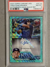 2023 Topps Chrome Upd. Jonathan Aranda Aqua Wave Refractor Auto /199 (RC)  PSA 8