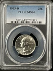 1963-D  25C Washington Quarter Dollar PCGS MS64   39762483