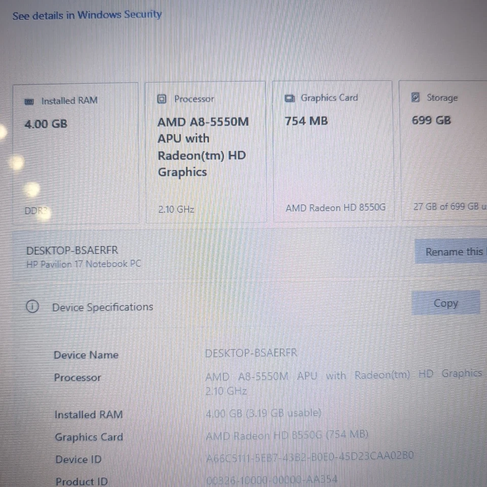 HP Pavilion 17-e016dx 17.3" AMD A8-5550M 2.1 Ghz 4 GB Ram NO BATTERY New Charger - Image 4 of 4