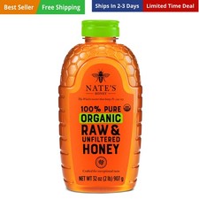 Nate's Organic 100 Pure, Raw  Unfiltered Honey - USDA Certified Organic - 3...
