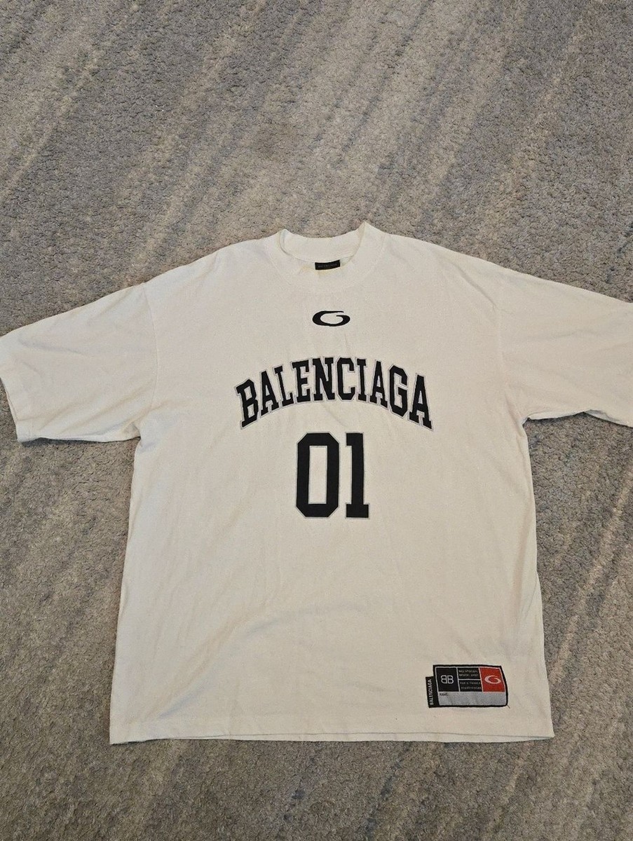 Balenciaga 01 Unity Soccer Jersey T-Shirt White Black Oversized