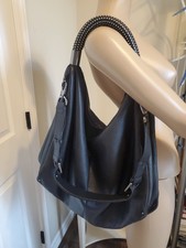 Kenneth Cole Large Hobo Bag Full GRAIN Leather Studded Handle Rare Top Quality