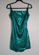 Lucy in the Sky Green Metallic Shimmer Mini Lace Back Dress Size Large L