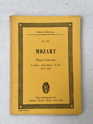 Noten. Mozart. K.V. 453.  Piano Concerto. G dur.  Taschenpartitur.