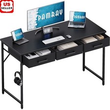 Compact Computer Desk W/ 3 Fabric Drawers Small Spaces Home Office Study New