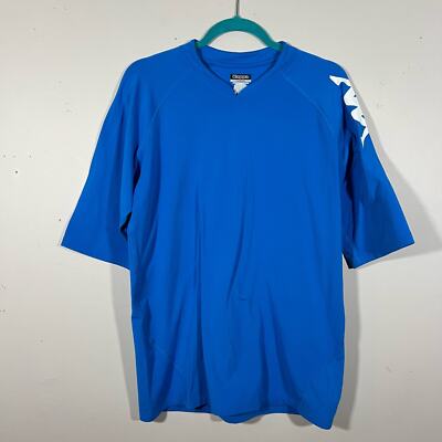 Kappa Men s 1/2 Sleeve Knit Performance v-neck Shirt Size Large Blue Logo Active