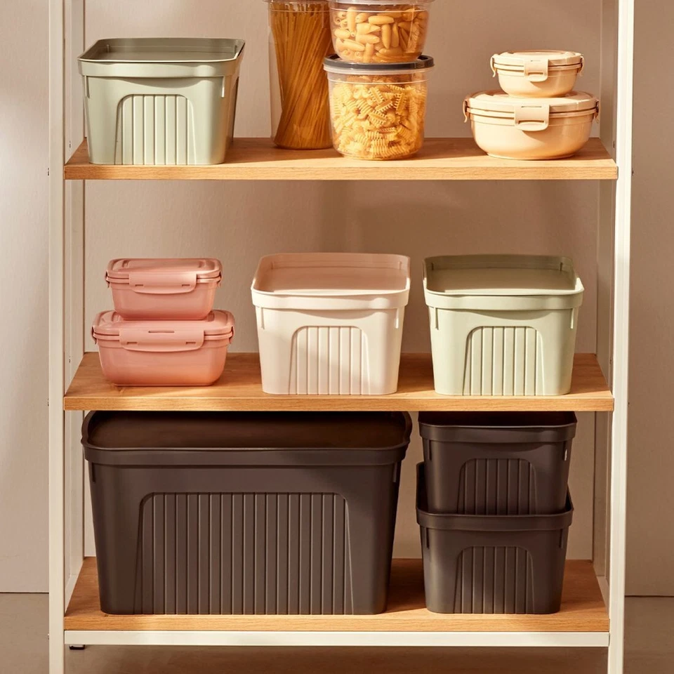 Small Large Plastic Storage Box with Lid Kitchen Home Office Basket Container - Image 3 of 4