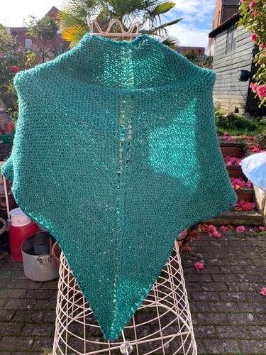 Hand Spun British Wool, Hand Knitted Over Coat Shawl - Picture 2 of 2