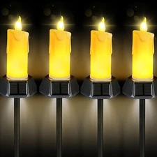 BlcTec Solar Candles Outdoor Waterproof, Realistic Flickering Flames LED Cand...