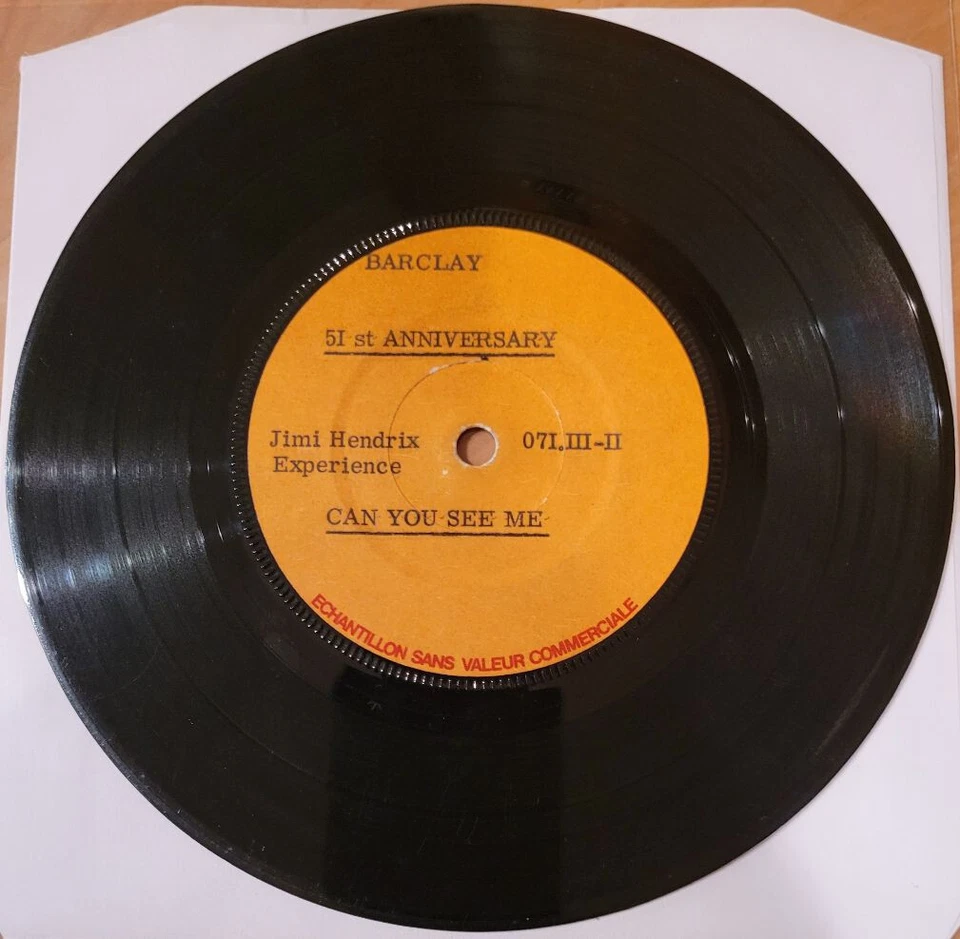 Jimi Hendrix Hey Joe, Stone Free b/w 51st, Can You   Barclay  Records 1967 PROMO - Image 3 of 4