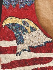 Handmade Patriotic 4th Of July Sequin Vest Red White Blue American Flag Eagle M