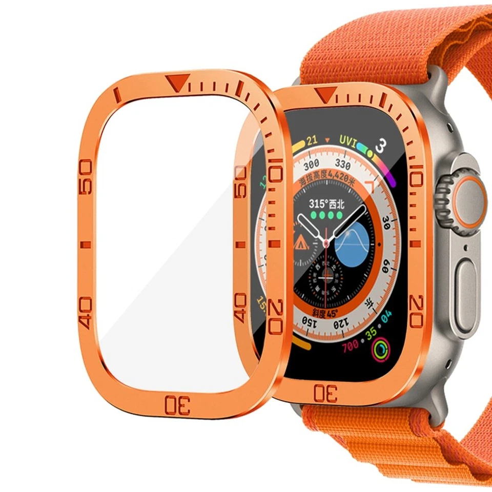 Metal Frame Bezel Tempered Glass Screen Protector Film r Apple Watch Ultra2 49mm - Image 2 of 4