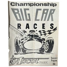 Vintage 1962 Ascot Park Program Championship Big Car Races Auto Racing Motor