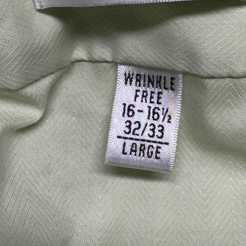 Camisa de vestir Van Heusen para hombre verde claro liso sin arrugas 16-16 1/2 32/33 Foto 3 de 4