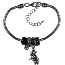 Chicago White Sox Euro Bead Style Bracelet NEW MLB Wrist Jewelry Necklace