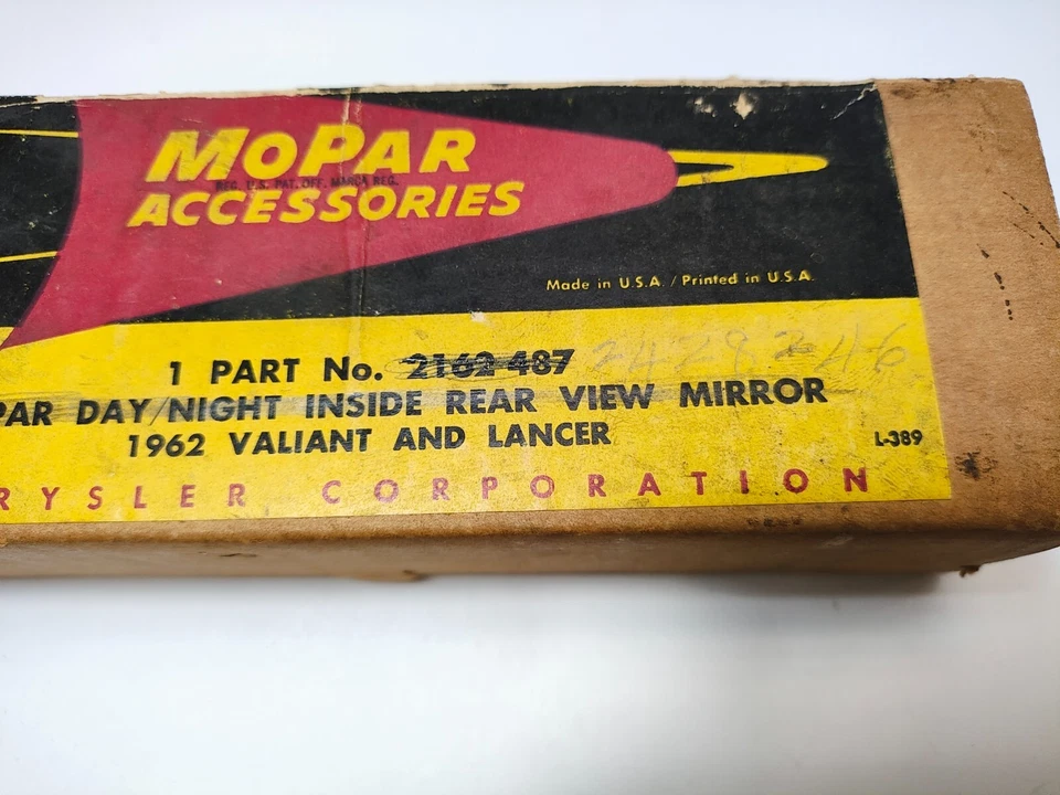 1962-66 Plymouth Dodge Lancer Non-Prismatic Inside Rear View Mirror 2428246 NOS - Image 4 of 4