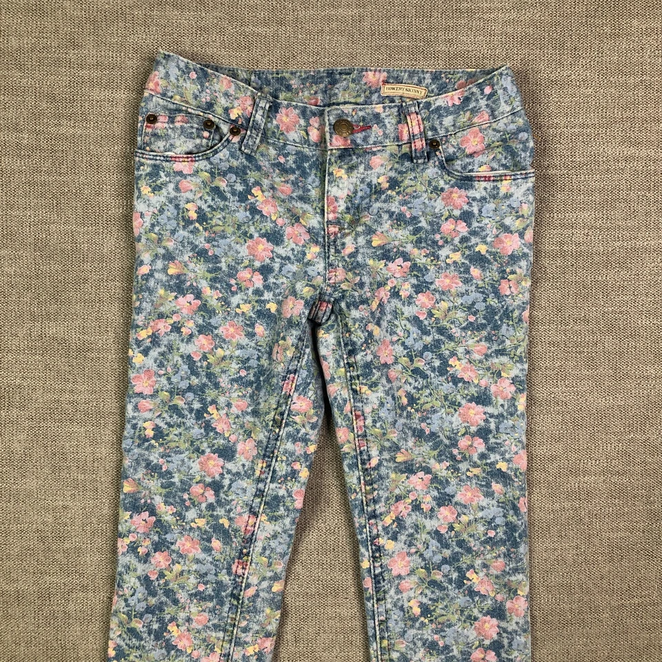 Ralph Lauren Denim Jeans Girls 8 24 Multicolor Floral Bowery Skinny Low Rise - Image 3 of 4
