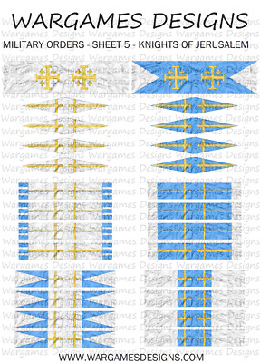 Knights Rampant Roster Sheet 28mm Knights of Jerusalem Flags - Sheet 5 - Lion Rampant, FOG, DBA ...