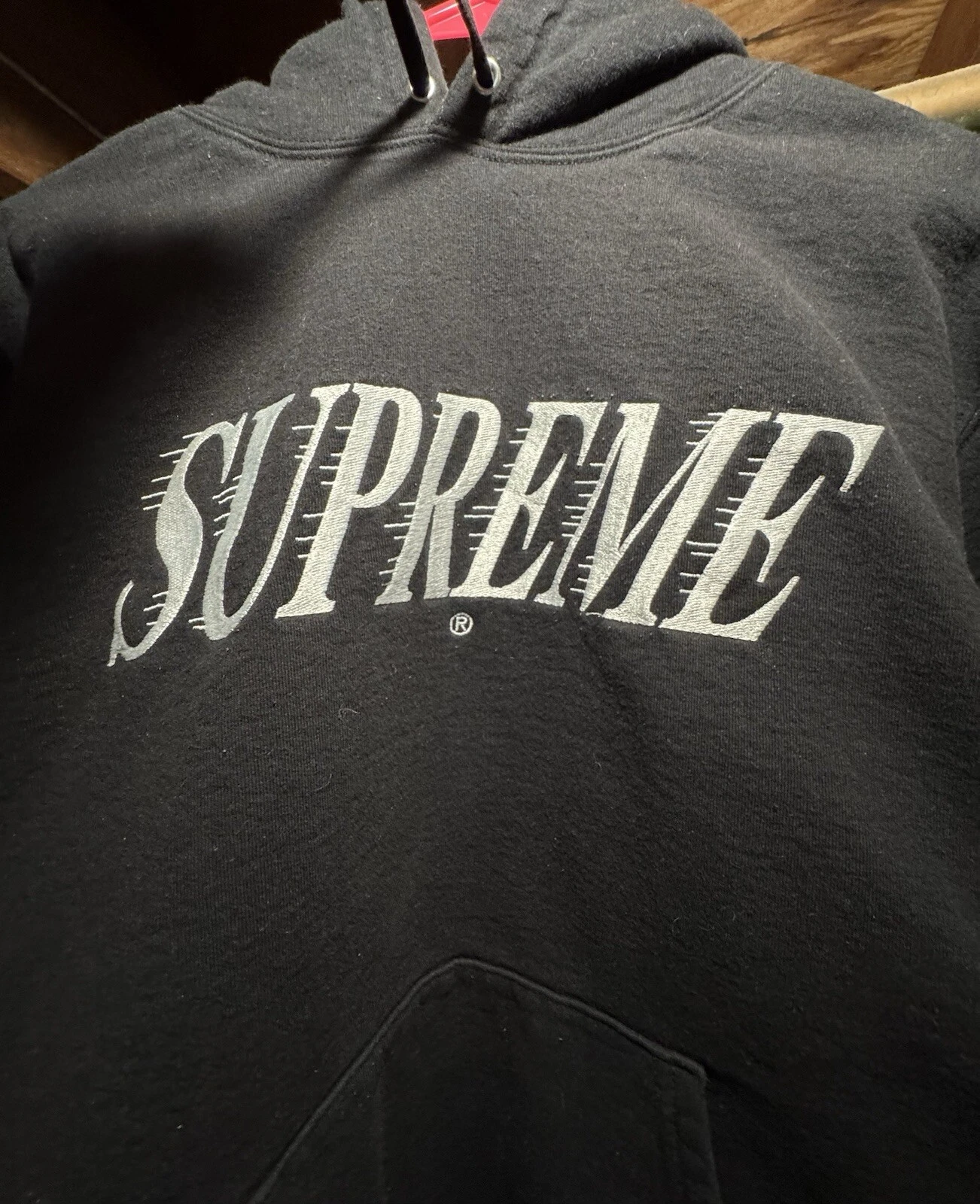 Sweat à capuche noir croisé homme Supreme SS20 taille L