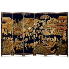 US Seller - Chinoiserie Scenery 6 Panel Oriental Floor Screen