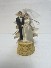 Vintage 1960  s Wedding Cake Topper Bride  Groom 6.5  W/base Nostalgic Romance
