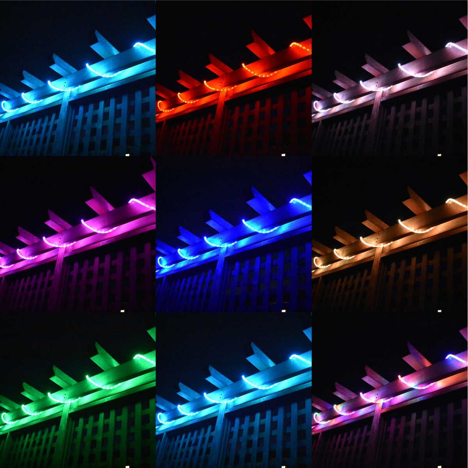 Global Farm, 18 Ft Color RGB LED Rope String Light w Remote Indoor ...